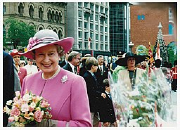 Photo of Queen Elizabeth on the street visiting Ottawa